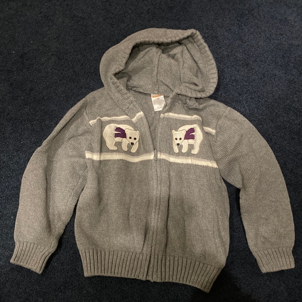 Gymboree Gray Hooded Sweater Jacket with Bear Design